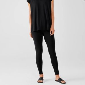 Eileen fisher jet black cotton pullon leggings